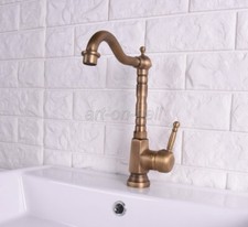 Antique Brass Swivel Bathroom Kitchen Sink Vanity Faucet Mixer Tap Deck Mounted