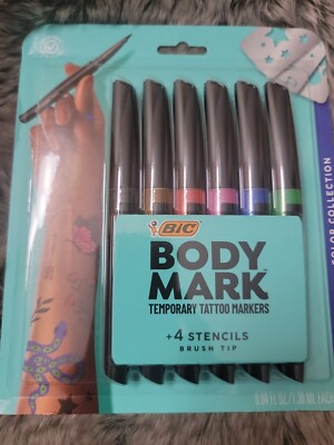 BIC BodyMark Temporary Tattoo Marker, Assorted Colors, 6 Count #2628