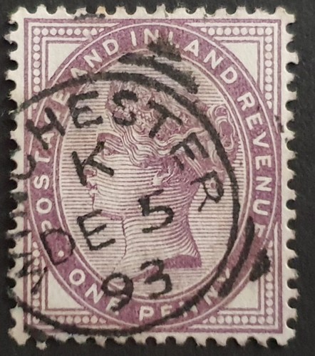 GB 1881 QV Briefmarke 1d Flieder SG172 Stempel 2 16 Punkte Winchester Quadratkreis 1893