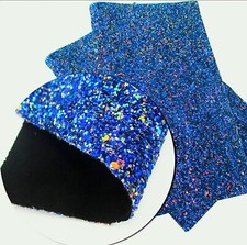 Blue mix Chunky glitter FAUX LEATHER HALF ROLL 12 x 24" 1053655 matted back
