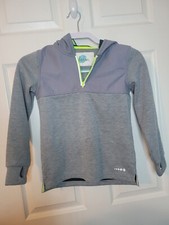 Boden Boys Hoodie 8-9Y Gray Long Sleeve Quarter Zip Thumbholes Activewear