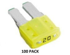 100 PACK - MICRO 2 BLADE FUSES - 20 AMP AUTOMOTIVE ULTRA MINI FUSES ATRM20-100PK
