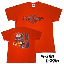 VTG 01/06 USA Made Harley Davison Seaford DE Flame Eagle 2 Sided Graphic Tee LG
