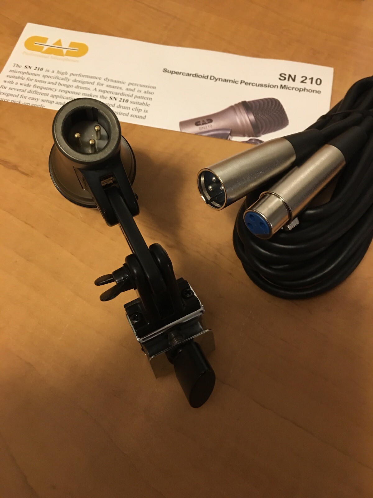 Used Snare Drum Bongo Tom Cajon Microphone CAD SN210 Supercardioid Mic+