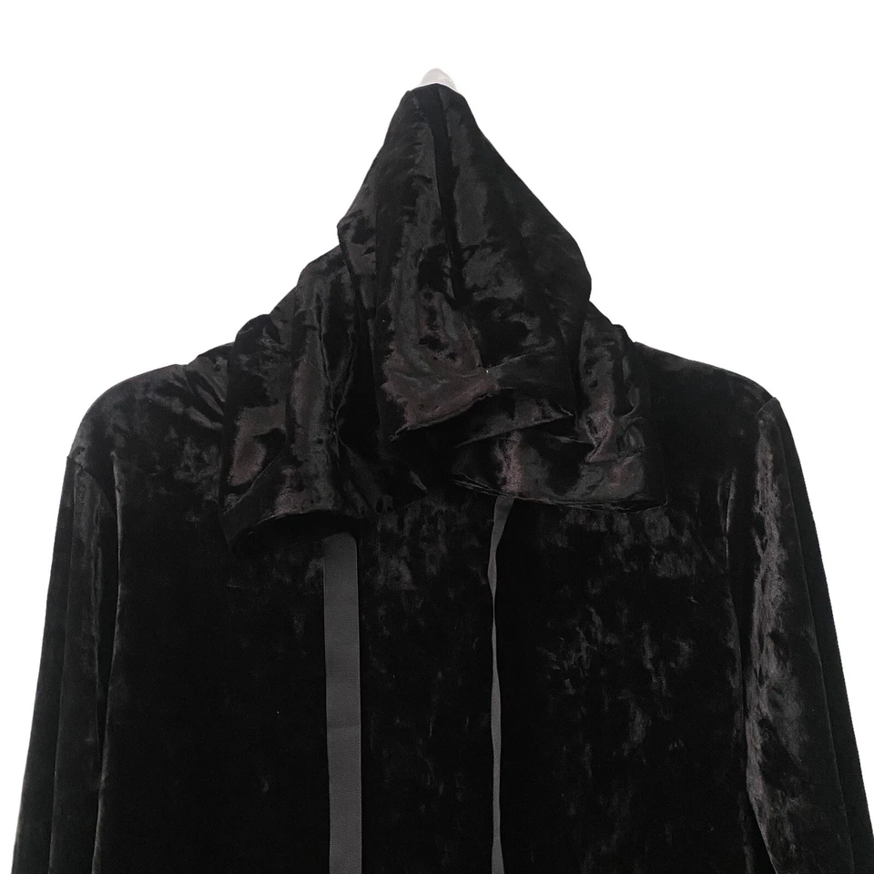 Betsey Johnson Mediana Sudadera con Capucha Chaqueta Rendimiento Terciopelo Aplastado Negro Sudadera Foto 3 de 4