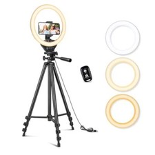 10'' Ring Light With 50'' Extendable Tripod Stand Led Circle Lights With Phone H