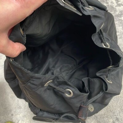 Prada Tessuto Black Nylon Backpack Double Pocket Drawstring  display picture 1