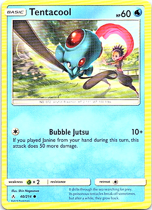 Tentacool 40/214 Pokemon Unbroken Bonds Light Play