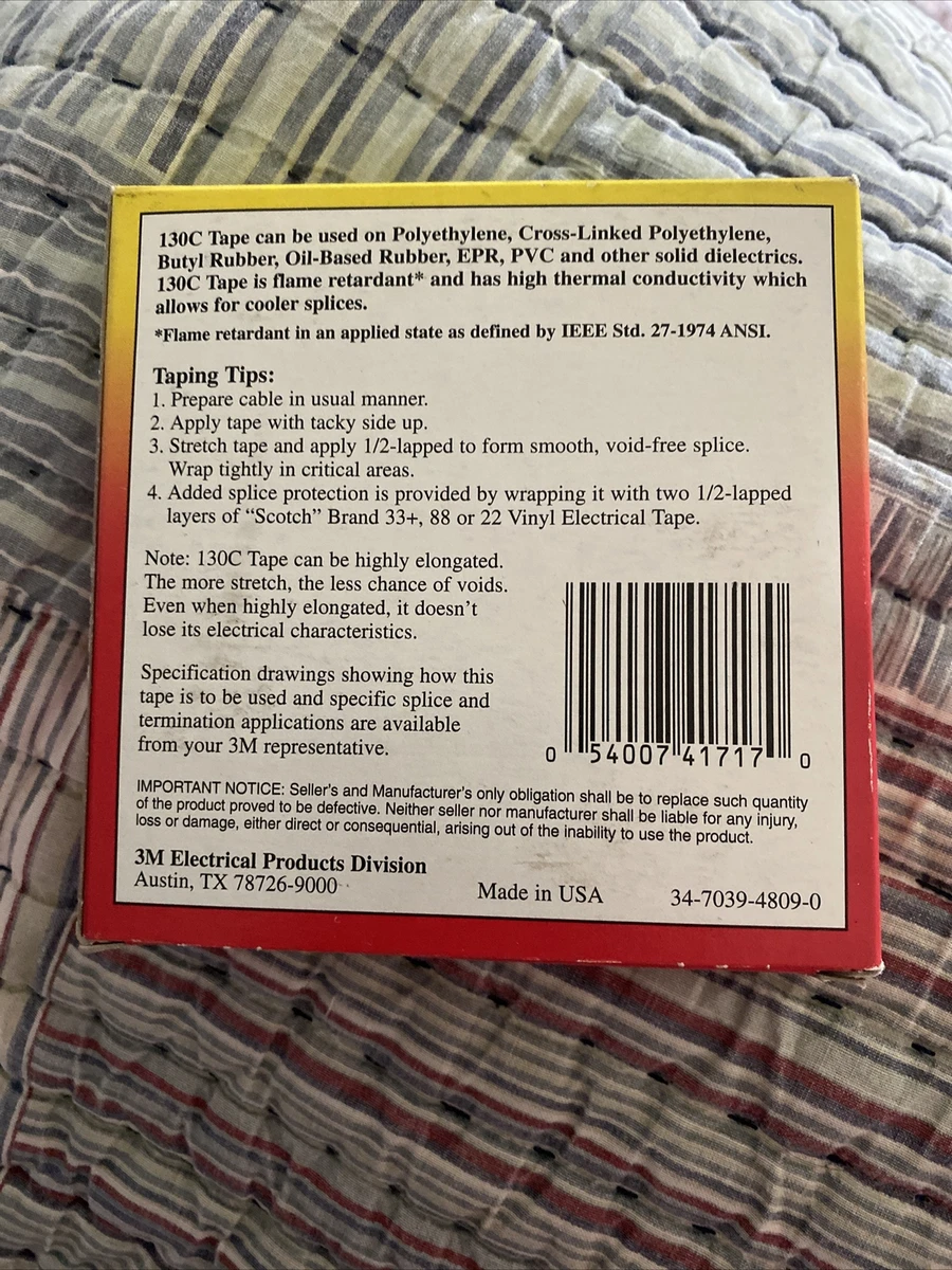 3M 130C-3/4X30ft Splicing Tape, 30 Mil, 3/4" X 30 Ft., Black  54007417170 | eBay