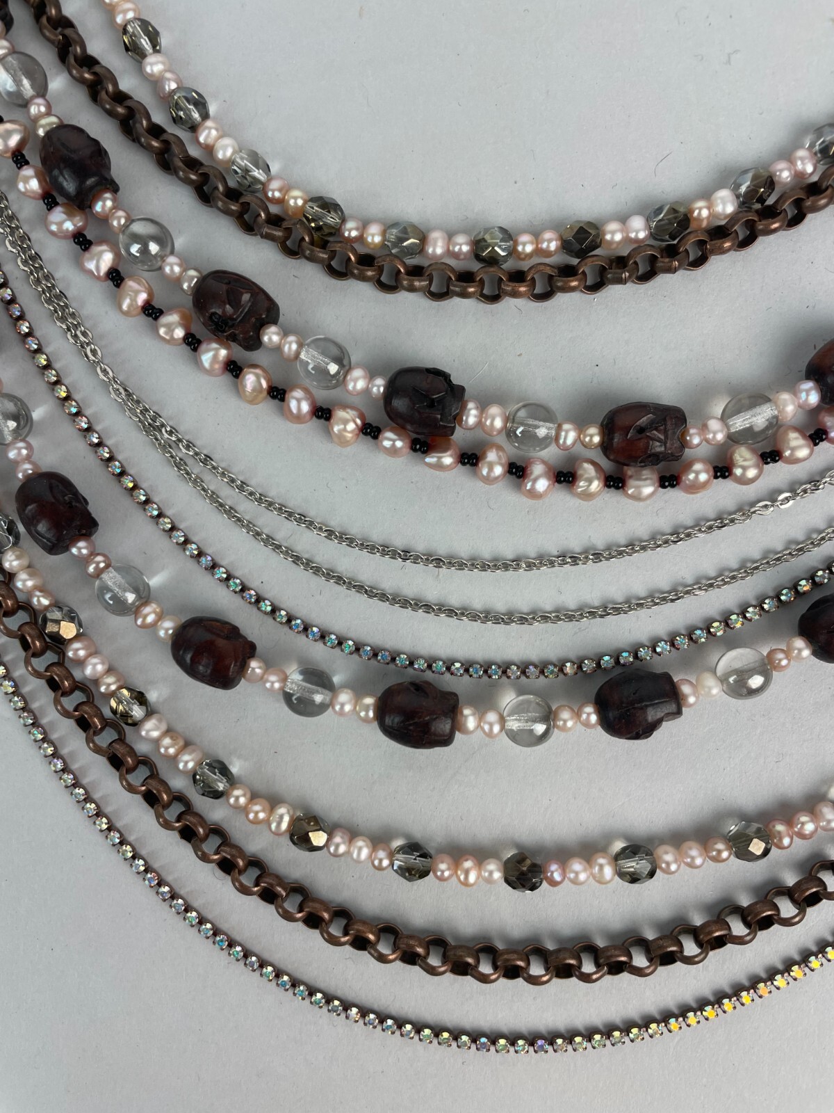 STATEMENT Gothic Skulls Multi Strand Halter Neckl… - image 4