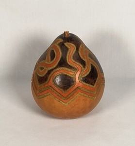 Hand Carved Painted Hollowed Gourd Trinket Lidded Box