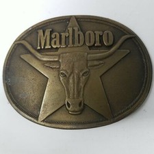 1987 Marlboro Philip Morris Solid Brass Longhorn Belt Buckle