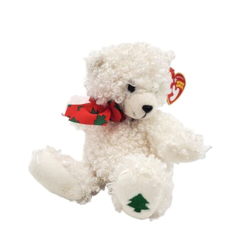 Rare Merrybelle blanc Noël petit ours en peluche Ty Beanie avec étiquette jouet peluche 5" - Photo 1 sur 6
