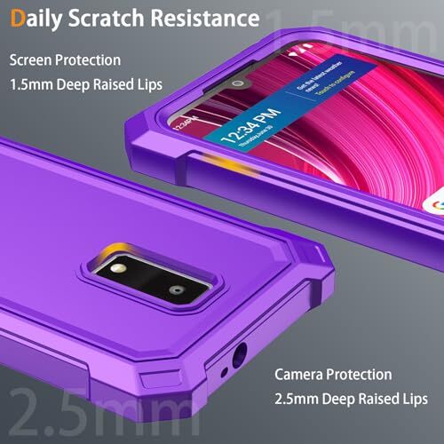 Für BLU View 4 Handyhülle mit Hartglas Displayschutzfolie, Slim Soft Lila - Bild 3 von 8