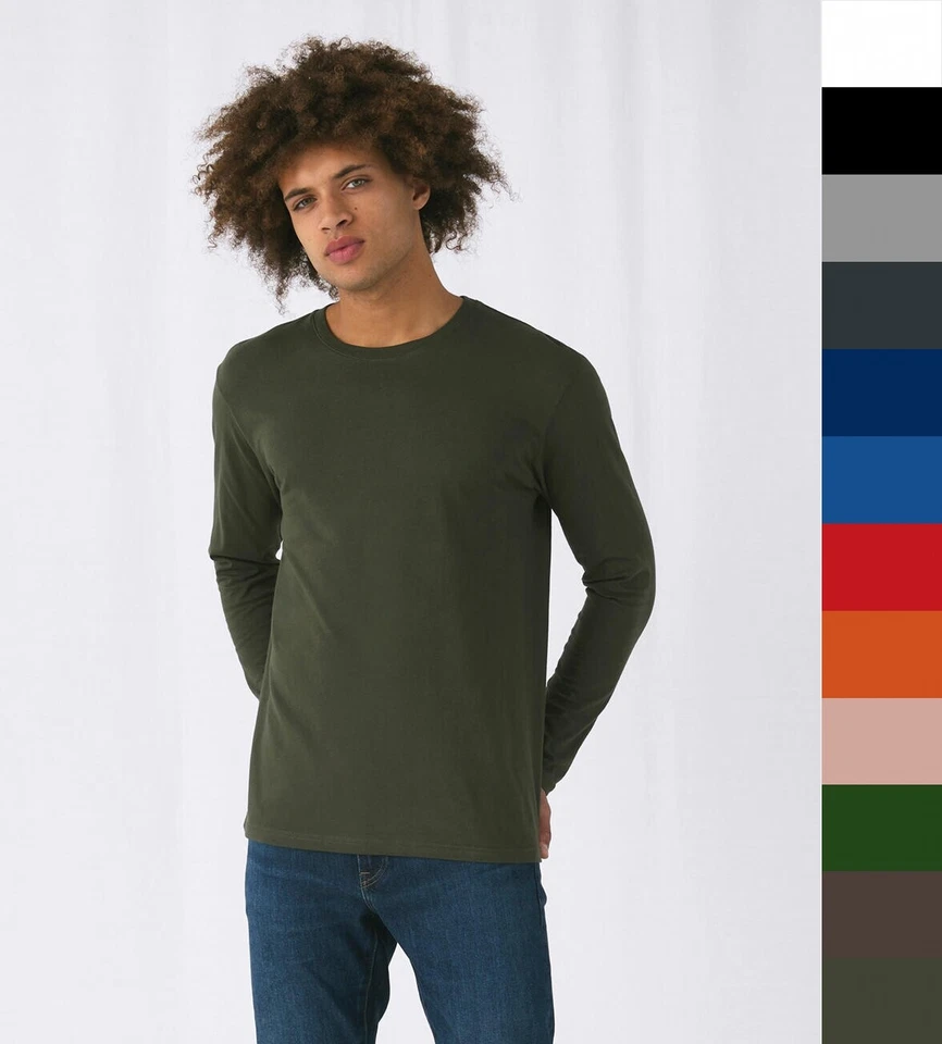 5er Pack Herren Longsleeve T-Shirt #E150 B&C LSL S bis 4XL Baumwolle TU05T NEU