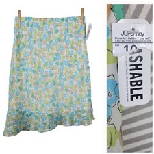 Vintage y2k NEW Skirt Size 10 Floral Knee Length midi Assymetric Stretch Waist