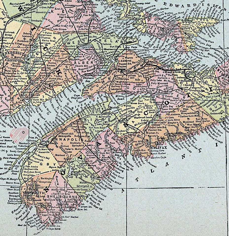 Mapa Cram Canadá Nuevo Brunswick Nueva Escocia Isla del Príncipe Eduardo Halifax 1894 Foto 3 de 4