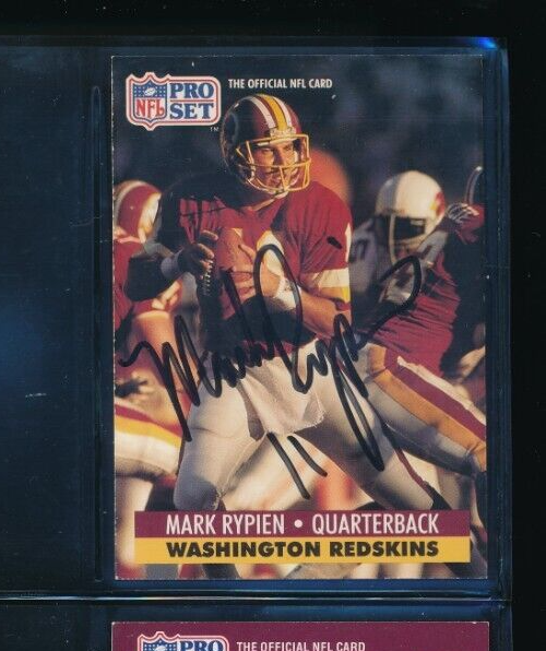 Tim Rypien Signature 1991 Pro Set #322 Mark Rypien Washington Redskins Signed Autograph ...
