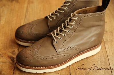 Grenson Grau Leder Derby Brogue Stiefel Schuhe Herren UK 8 US 9 EU 42