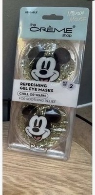 The Crème Shop Mickey Mouse Gold Reusable Gel Eye Masks Soothing Relief 2 Pack