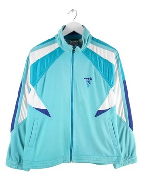Diadora Womens 90s Vintage Velour Track Jacket Blue M