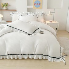 Ruffled Bedding Bow Duvet Cover Set with Butterfly Tie Soft Brushed