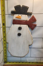 PRIMITIVE WOOD WALL HANGING SNOWMAN! CHRISTMAS DECOR!