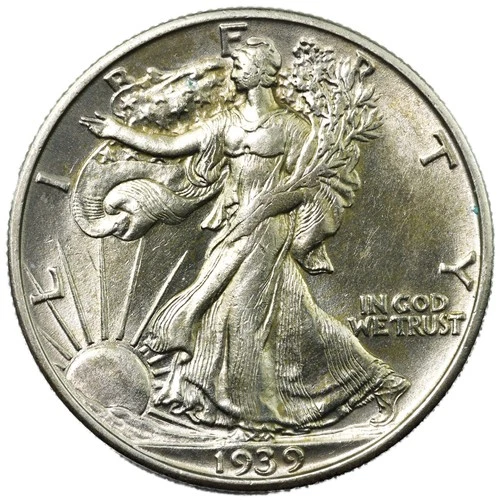 1939-S San Francisco Walking Liberty Half Dollar 50C Uncirculated Cleaned Detail
