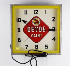 Devoe Paint Square Face Working Neon Light Up Clock