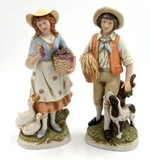Vintage Porcelain HOMECO Boy & Girl Figurines