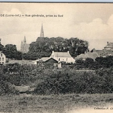 c1910s Guerande, France General View South Church Spire House Chateau Tower A353