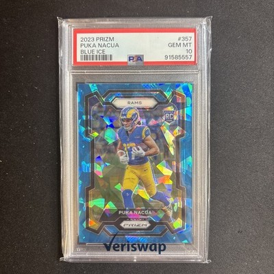 2023 Panini Prizm - Rookies Puka Nacua #357 Blue Ice Prizm /99 (RC) PSA 10 GEM 