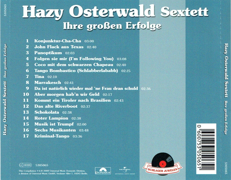 (CD) Hazy Osterwald Sextett - Ihre Großen Erfolge - Kriminal Tango, Panoptikum - Bild 2 von 2