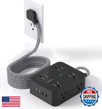 HANYCONY 10 Ft Power Strip Surge Protector 8 Outlets 4 USB 2 USB-C Flat Plug