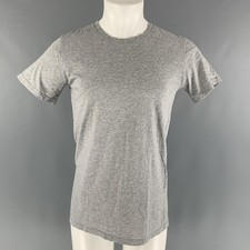BALMAIN Size M Grey Solid Cotton Crew-Neck T-...