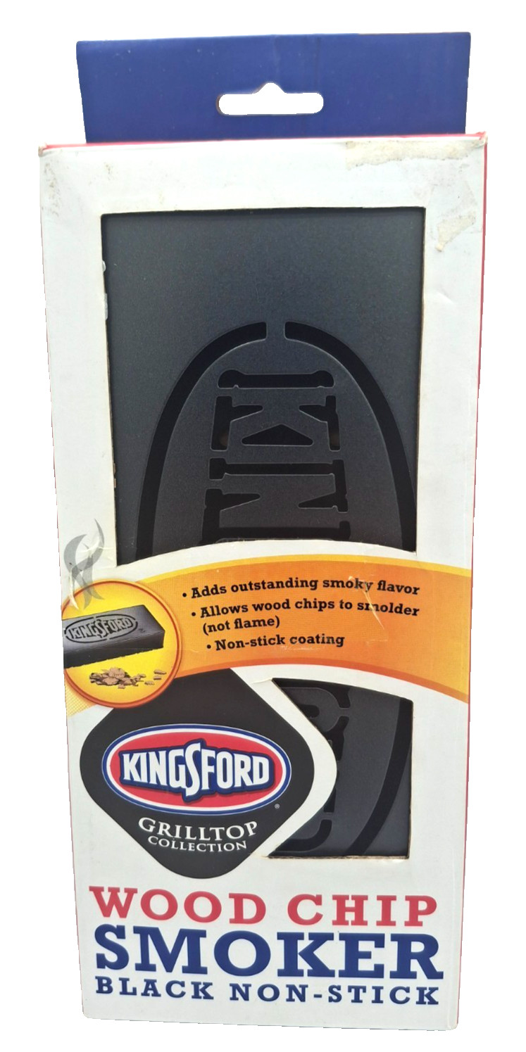 Kingsford Wood Chip Smoker Box Black Non-Stick Steel Gas Cha