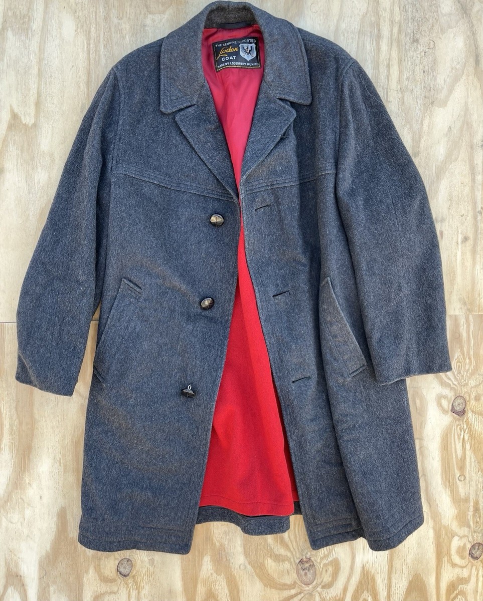VTG 50s 60s Loden Duffle Button Wool Coat West Germany Men's Gray
