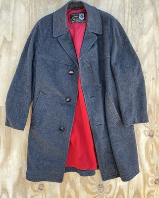 VTG 50s 60s Loden Duffle Button Wool Coat West Germany Men's Gray
