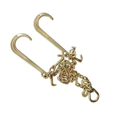 V-Chain Bridle w/15" Large J Hooks,T- Hook&J-Hook w/ Grab Hooks 3' 5/16" G70 US