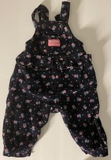 Vintage OshKosh Bubble Overalls Floral Ruffel Corduroy Jumper USA Size 12M