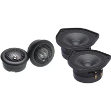 PowerBass OE-400 - 4" Mid Range Speakers with a pair of S-1S - 1" Silk Dome T...