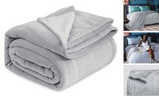 GentleSoft Fleece Bed Blankets Full Size - Soft Full 84" x 90" Light Grey