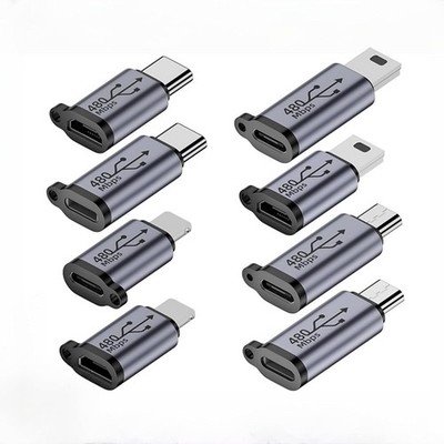 Critin 8Pack USB Adapter Kit,USB C/Lighting to Micro USB, Type C/Micro US-B t...