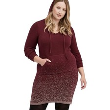 NWT Torrid Burgundy & Gold Hoodie Sweater Dress Size 1