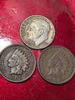1960D SILVER ROOSEVELT DIME  1905 1902 INDIAN HEAD CENT PENNY 1 ONE 10 COIN #351