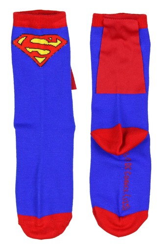 DC Comics Superman Blue Red Youth Boys Caped Crew Socks (4-6) - Picture 2 of 2