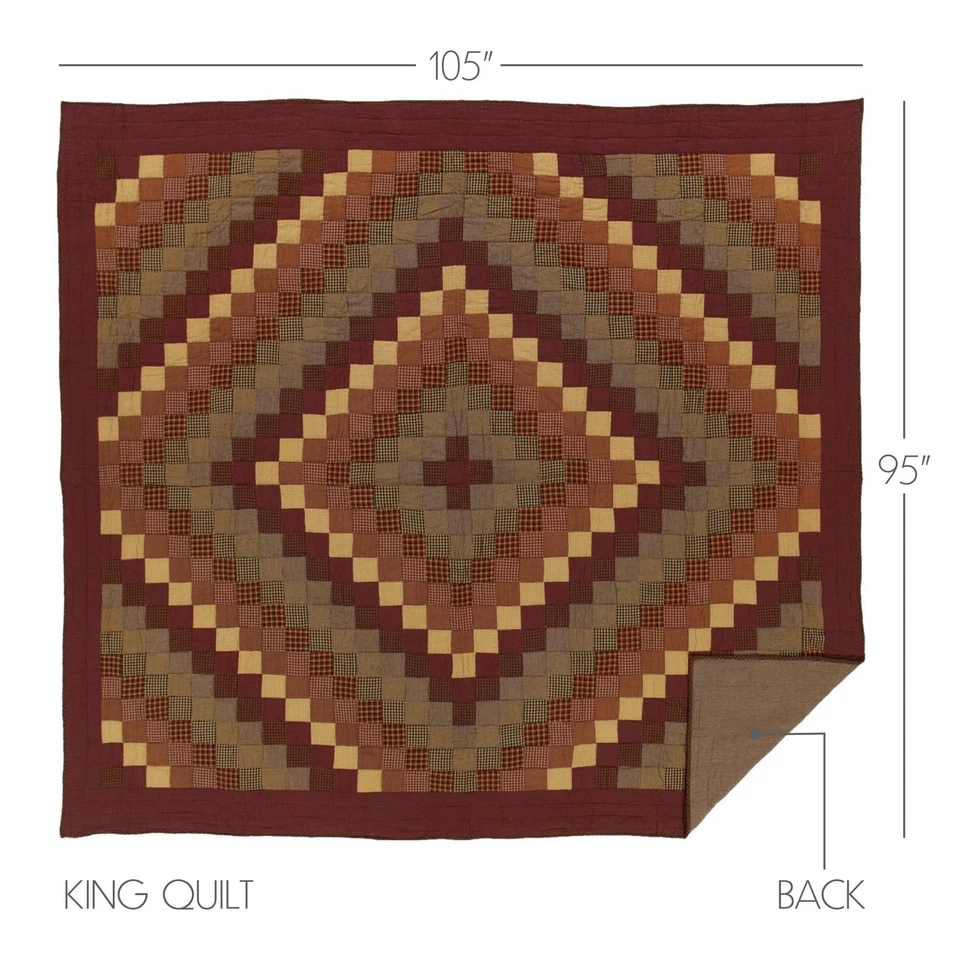 Primitive King Quilt Red Patchwork Heritage Farms Bedroom Decor VHC Brands - Image 3 of 4