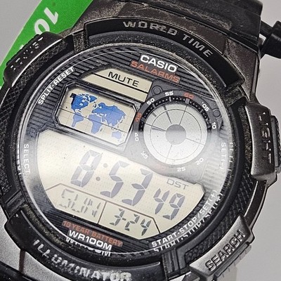 Vintage Casio Watch Men's World Time Cas63 10 Year Battery NOS
