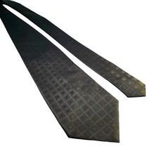 Sun Marino Italy New York Mens Tie Gray Gold Checkered Silk Classic Formal Gift