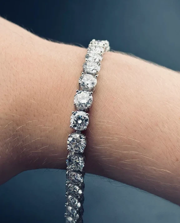 Certified Moissanite Tennis Bracelet 925 Silver D Color VVS1 Iced Out With Paper - Image 3 of 3